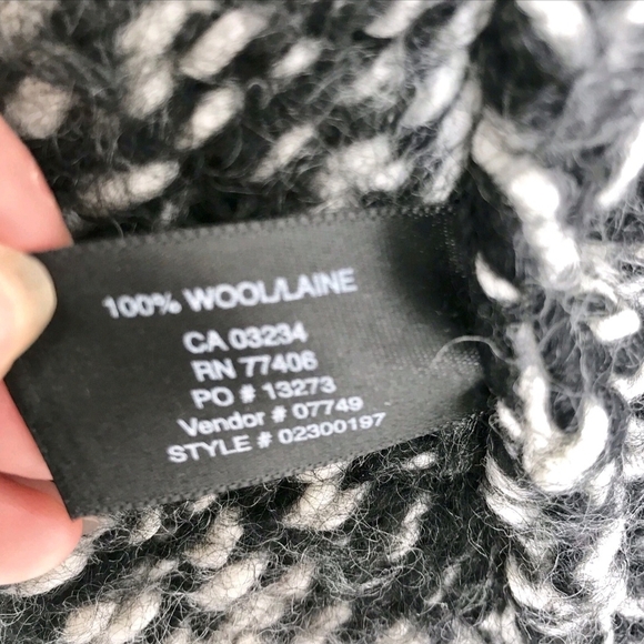 Club Monaco Women’s Wool Black White Thick Knit Zip Up Cardigan/jacket Medium - Picture 12 of 12